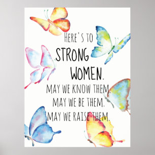Waterverf Butterfly Hier is aan Sterke Vrouwen Cit Poster