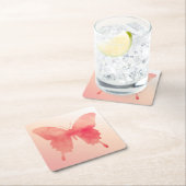 Waterverf Butterfly - Koraal en Perzik Vierkante Kartonnen Onderzetter (Insitu)