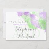 Waterverf Butterfly Lila Matcha Green Splash Save The Date (Voorkant)