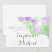Waterverf Butterfly Lila Matcha Green Splash Save The Date (Voorkant / Achterkant)