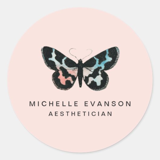  Waterverf Butterfly Logo Blush Pink Ronde Sticker (Voorkant)
