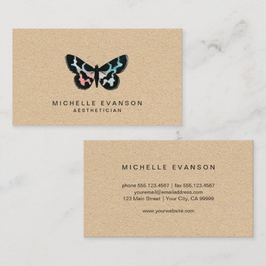 Waterverf Butterfly Logo Rustic Visitekaartje (Voorkant / Achterkant)