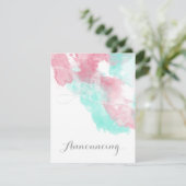 Waterverf Butterfly Minted Blush Wedding Aankondiging (Staand voorkant)
