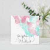 Waterverf Butterfly Minted Blush Wedding Kaart (Staand voorkant)
