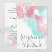 Waterverf Butterfly Minted Blush Wedding Kaart (Voorkant / Achterkant)