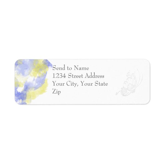 Waterverf Butterfly Periwinkle Lemon Adresslabel Etiket (Voorkant)