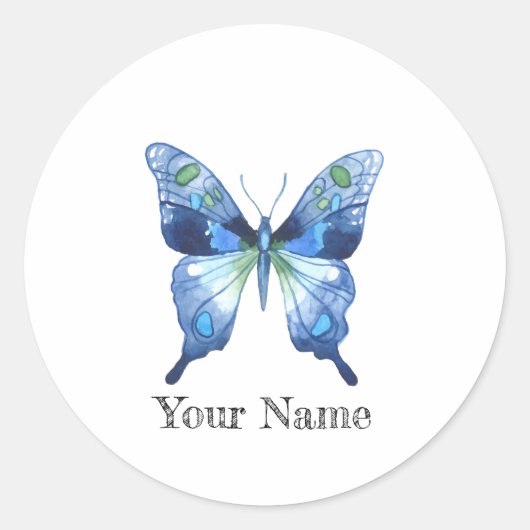 Waterverf Butterfly Ronde Sticker (Voorkant)
