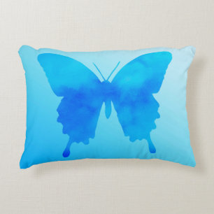 Waterverf Butterfly - Shades of Sky Blue Accent Kussen