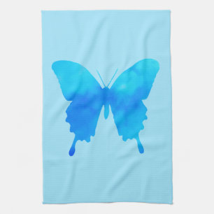 Waterverf Butterfly - Shades of Sky Blue Theedoek