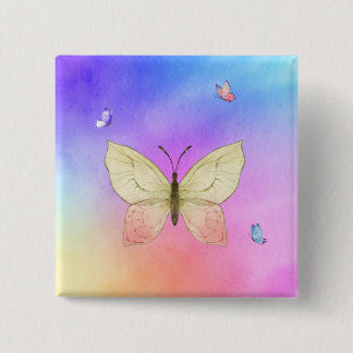 Waterverf Butterfly Vierkante Button 5,1 Cm