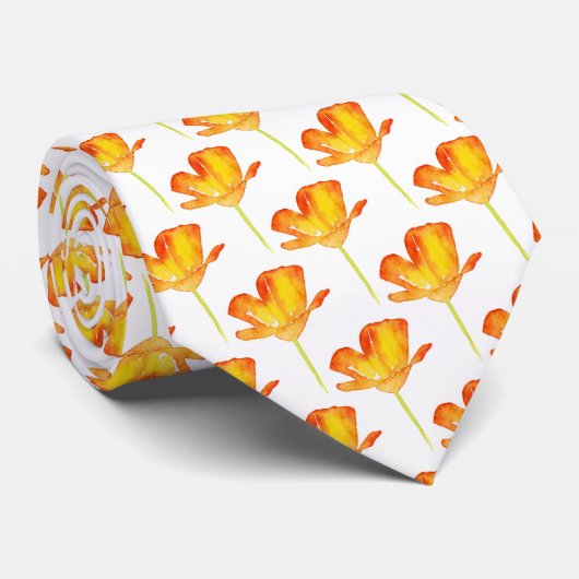 Waterverf CA Poppy Pattern Stropdas (Opgerold)