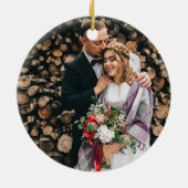 Waterverf Cabin | Eerste Kerstmis als de heer & Mr Keramisch Ornament (Achterkant)