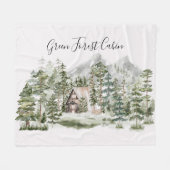 Waterverf Cabin in het groene dennenbos Fleece Deken (Voorkant (Horizontaal))