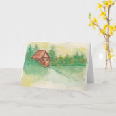 Waterverf cabine in de Bossen Note Kaart (Gele Bloem)