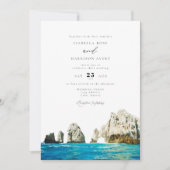 Waterverf Cabo Mexico Skyline Wedding Uitnodiging (Voorkant)