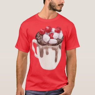 Waterverf Cacao Mok kerstkerstboomverlichting X T-shirt