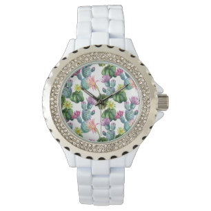 Waterverf Cacti Art Pattern Horloge