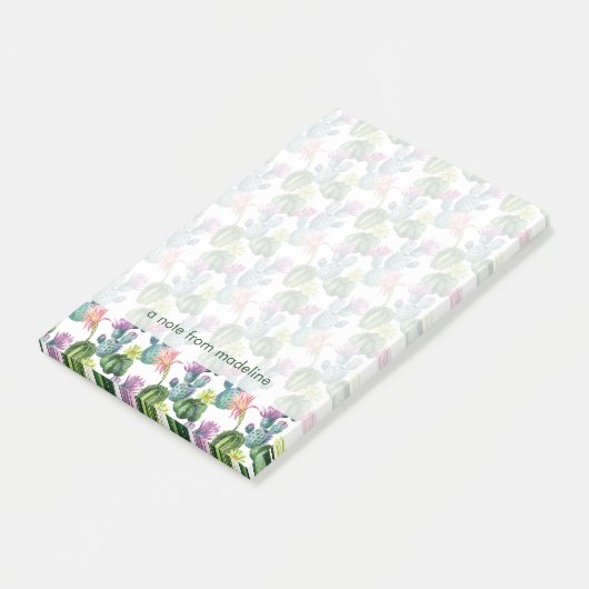 Waterverf Cacti Art Pattern Post-it® Notes (Schuin)