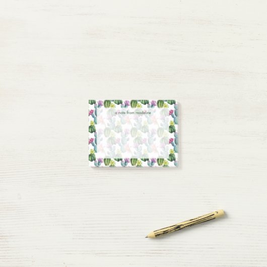 Waterverf Cacti Art Pattern Post-it® Notes (Op bureau)