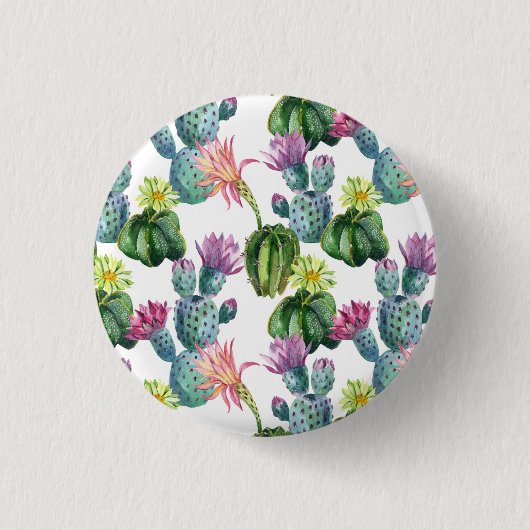 Waterverf Cacti Art Pattern Ronde Button 3,2 Cm (Voorkant)