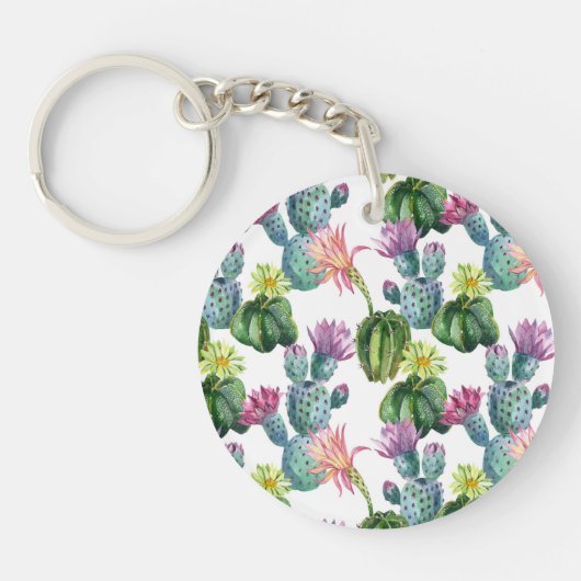 Waterverf Cacti Art Pattern Sleutelhanger (Voorkant)