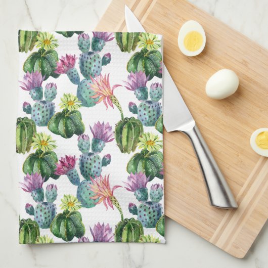 Waterverf Cacti Art Pattern Theedoek (Quarter Fold)