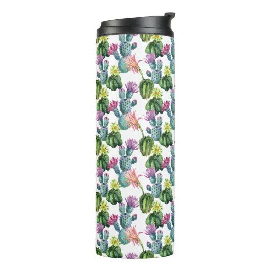 Waterverf Cacti Art Pattern Thermosbeker (Gedraaid links)