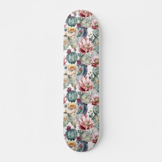 Waterverf Cacti Blooming Succulents Skateboard (Voorkant)