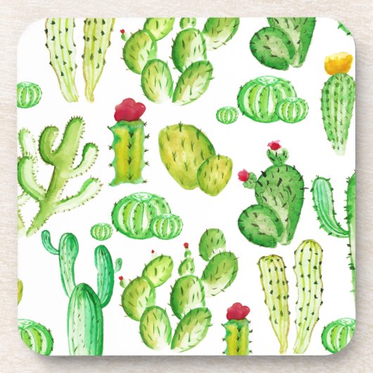 Waterverf Cacti Drankjes Onderzetter (Voorkant)
