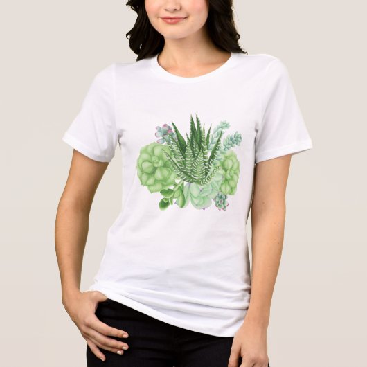 Waterverf Cacti Illustratie Tri-Blend Shirt (Voorkant)