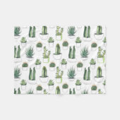 Waterverf Cacti & Succulent Fleece Deken (Voorkant (Horizontaal))
