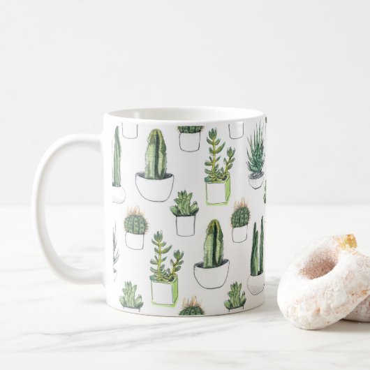 Waterverf Cacti & Succulent Koffiemok (Met donut)