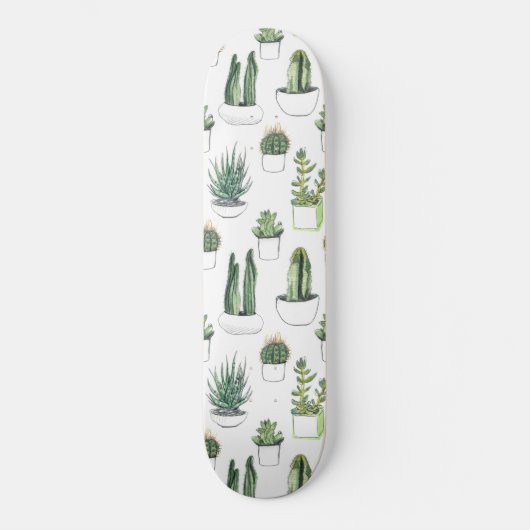 Waterverf Cacti & Succulent Skateboard (Voorkant)