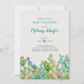 Waterverf Cactus Baby shower Uitnodiging (Voorkant)