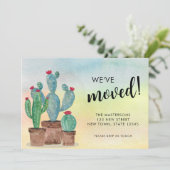 Waterverf Cactus Bewegende Aankondiging Kaarten (Staand voorkant)