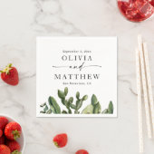 Waterverf Cactus Bruiloft | Boho Groene Script Servet (Insitu)