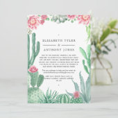 Waterverf Cactus Bruiloft Ingekorte Gastlijst Aankondiging (Staand voorkant)