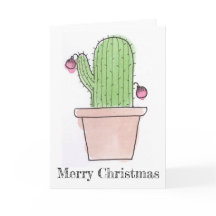 Waterverf Cactus Christmas Kaart