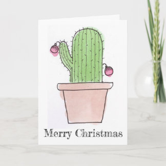 Waterverf Cactus Christmas Kaart