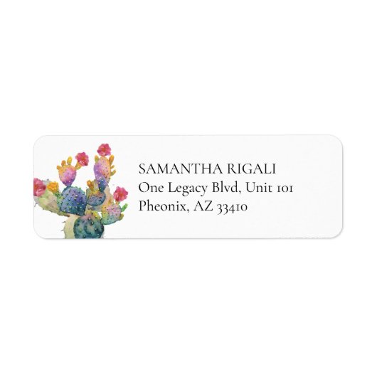 Waterverf Cactus Custom Return Adres Labels (Voorkant)