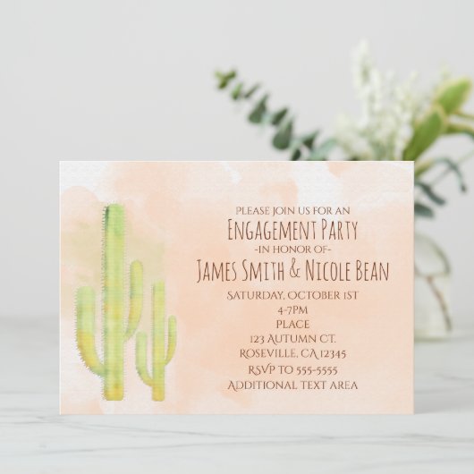 Waterverf Cactus Eenvoudige Zuidwestelijke Uitnodi Kaart (Staand voorkant)