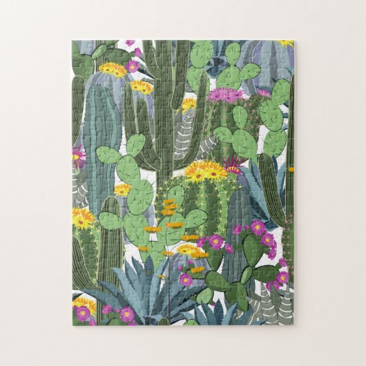 Waterverf Cactus en Cacti Flowers Legpuzzel (Verticaal)