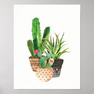 Waterverf Cactus en Succulent Group Poster