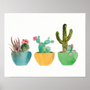 Waterverf Cactus en Succulent Print