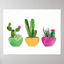 Waterverf Cactus en Succulent Print