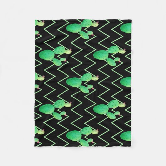 Waterverf Cactus Fleece Deken (Voorkant)
