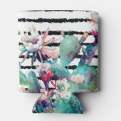 Waterverf Cactus Floral Black Stripes Blikjeskoeler (Achterkant)