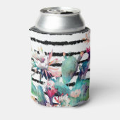 Waterverf Cactus Floral Black Stripes Blikjeskoeler (Blikje Achterkant)