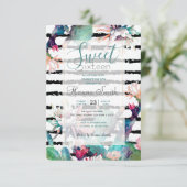  Waterverf Cactus Floral Black Stripes Kaart (Staand voorkant)