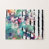  Waterverf Cactus Floral Black Stripes Legpuzzel (Horizontaal)